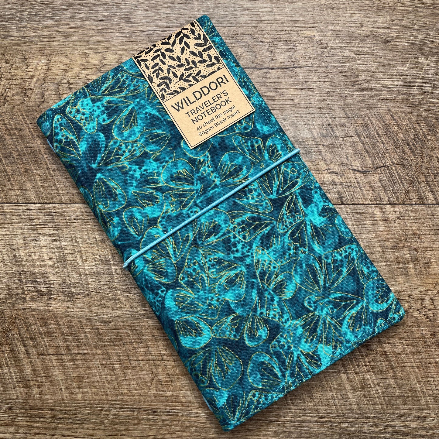 Wilddori Traveler's Notebook Cover Turquoise Butterfly