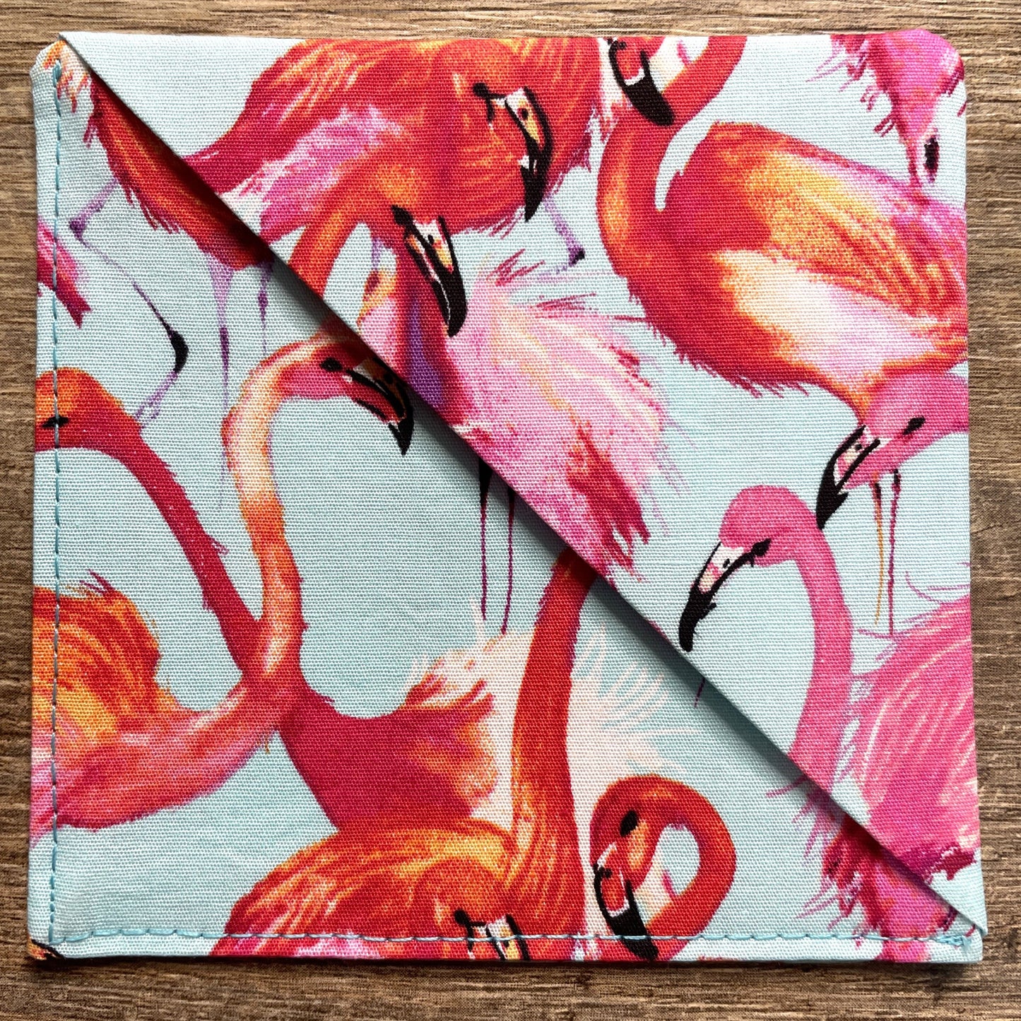 Fabric Corner Bookmark - Turquoise Flamingo