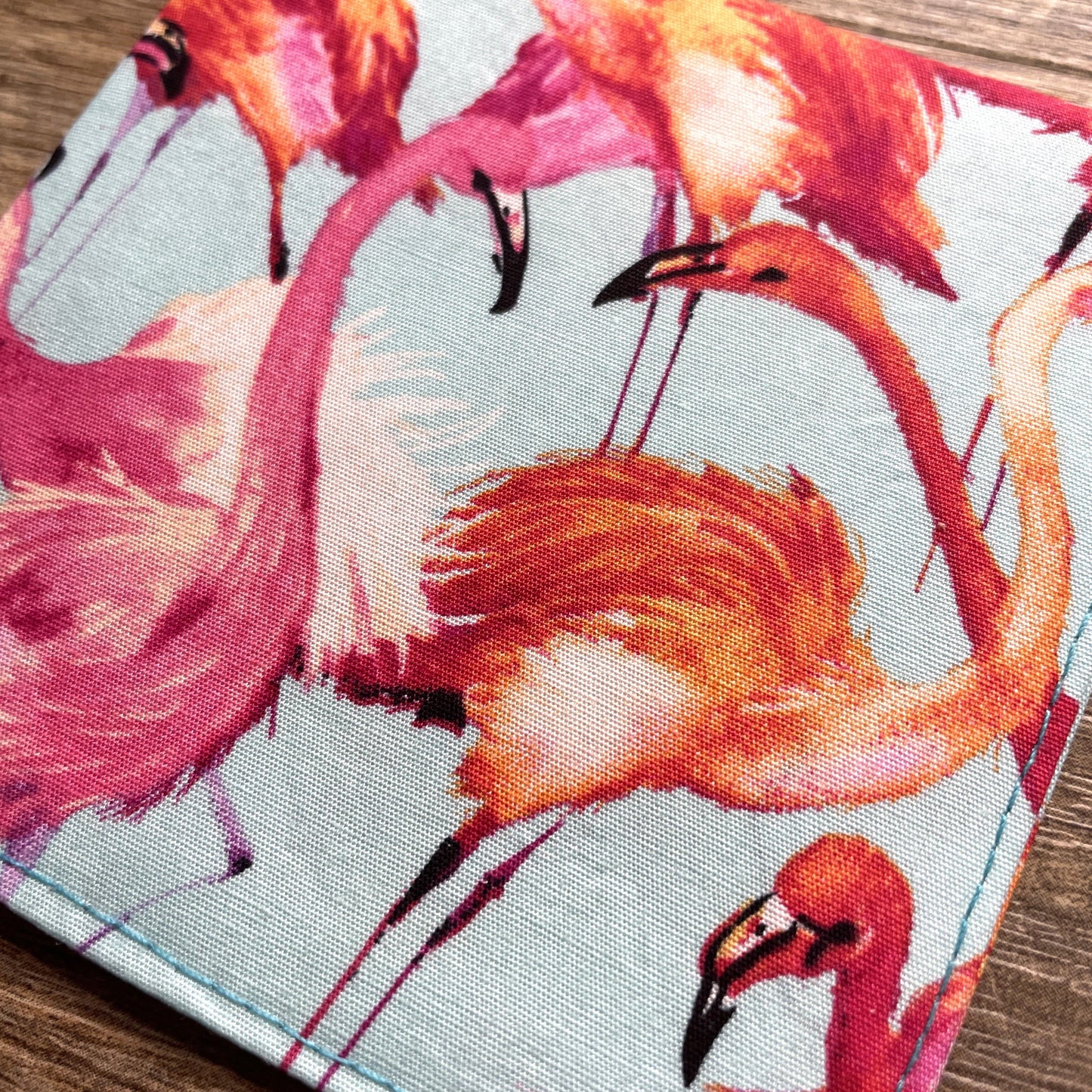 Fabric Corner Bookmark - Turquoise Flamingo