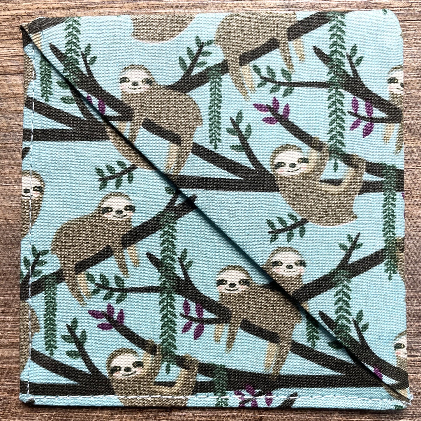 Fabric Corner Bookmark - Turquoise Sloth
