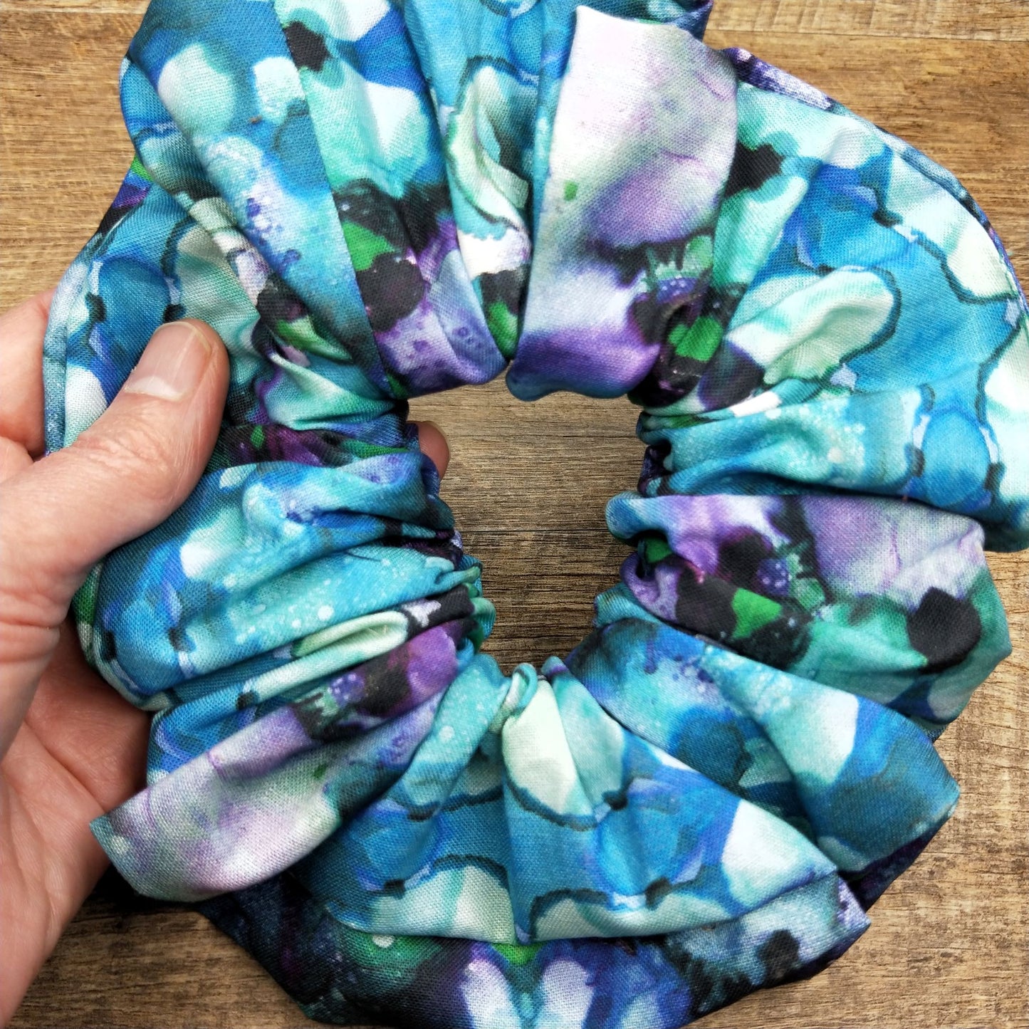 Scrunchies - Watercolour Purple Blue and Black