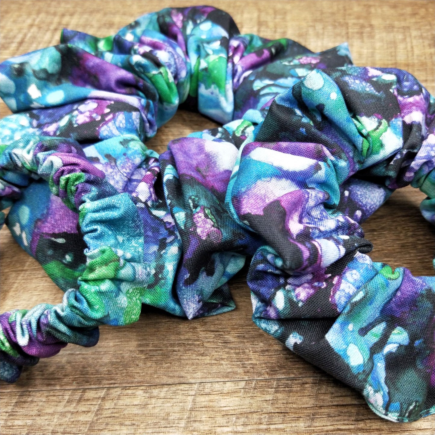 Scrunchies - Watercolour Purple Blue and Black