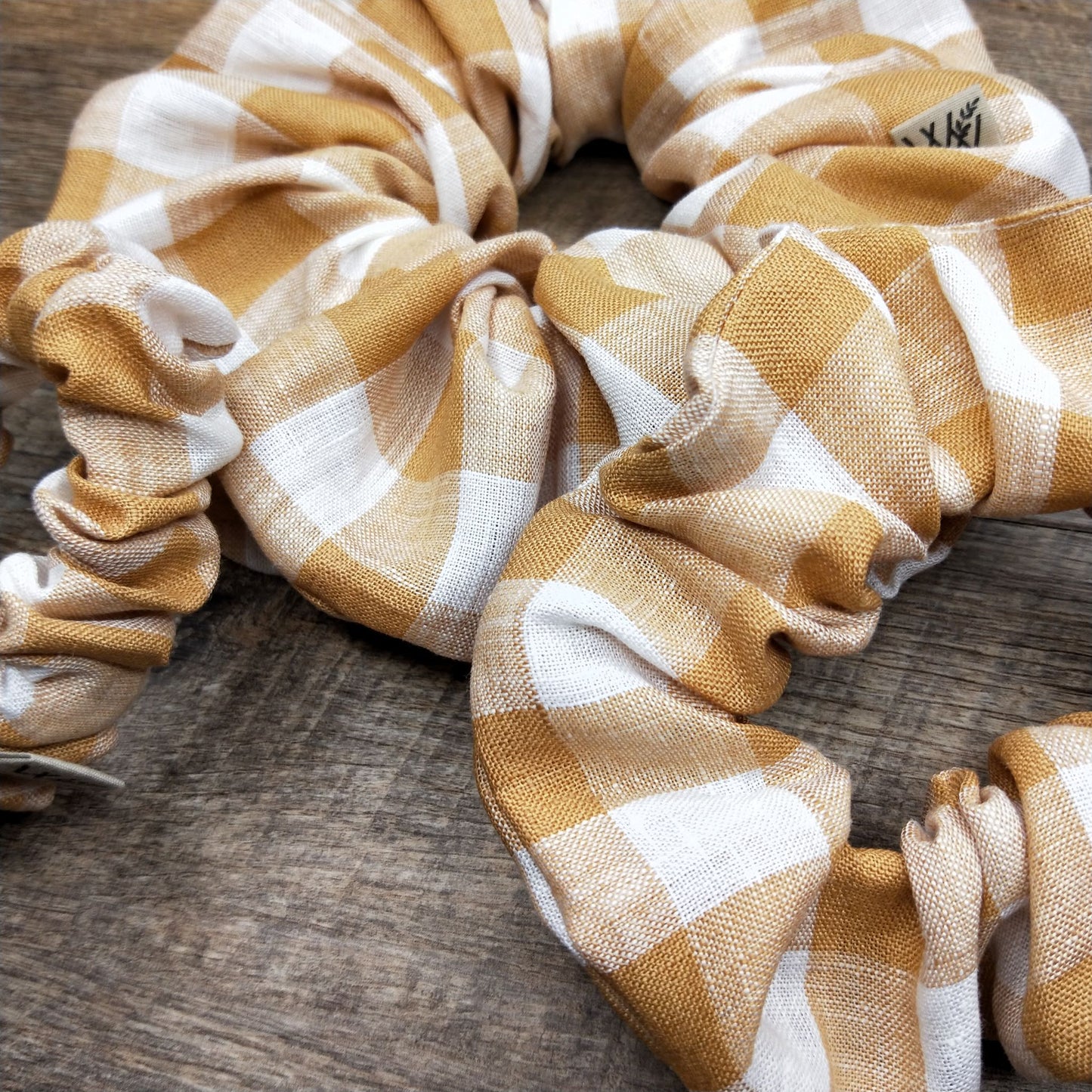 Scrunchies - Linen Gingham Mustard