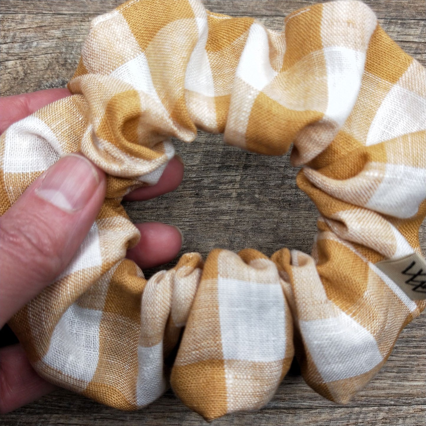 Scrunchies - Linen Gingham Mustard