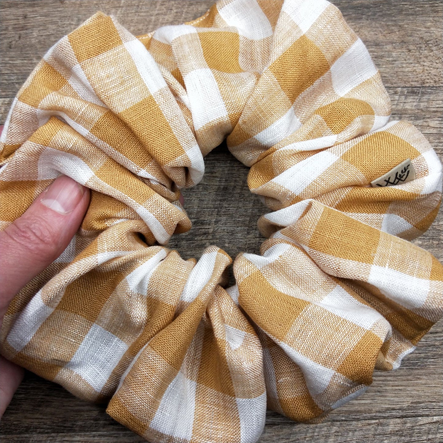Scrunchies - Linen Gingham Mustard
