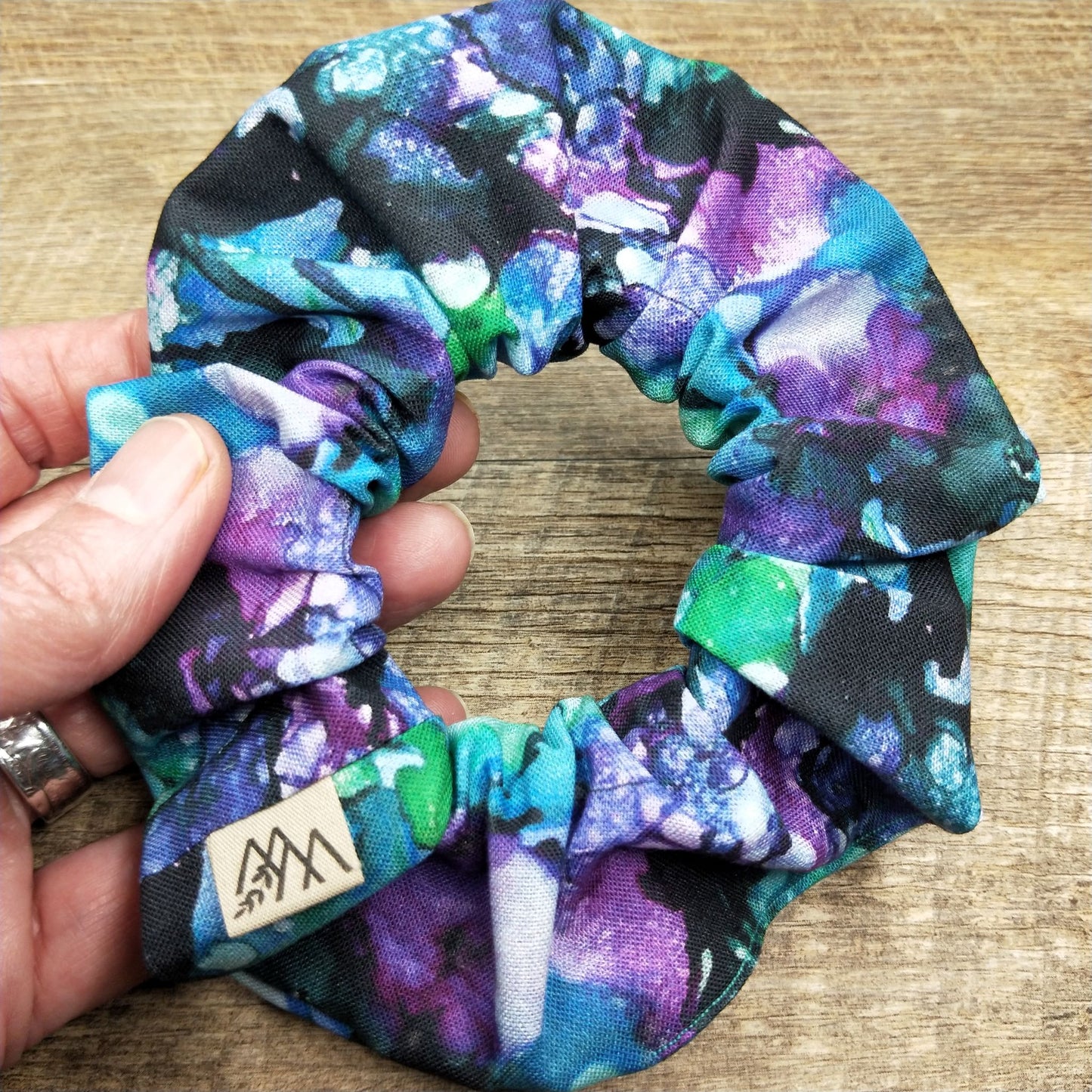 Scrunchies - Watercolour Purple Blue and Black