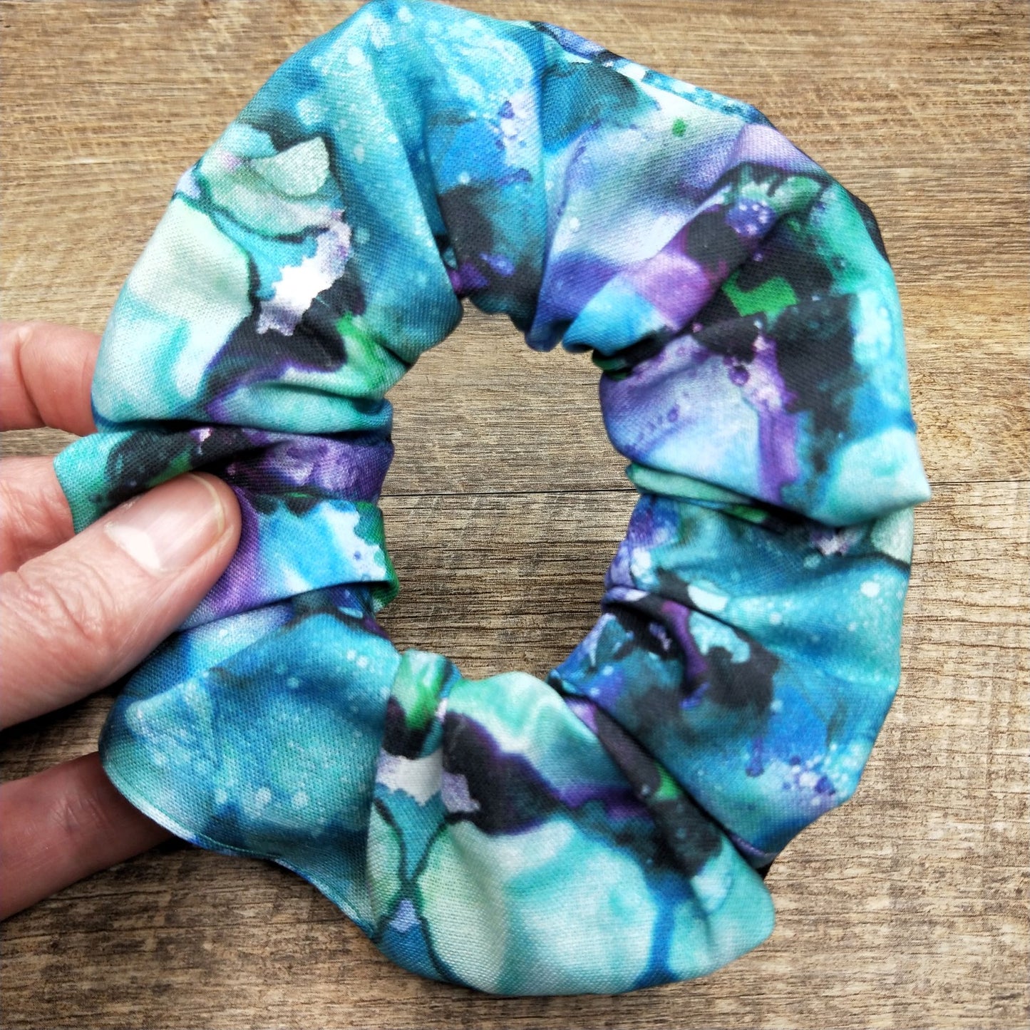 Scrunchies - Watercolour Purple Blue and Black