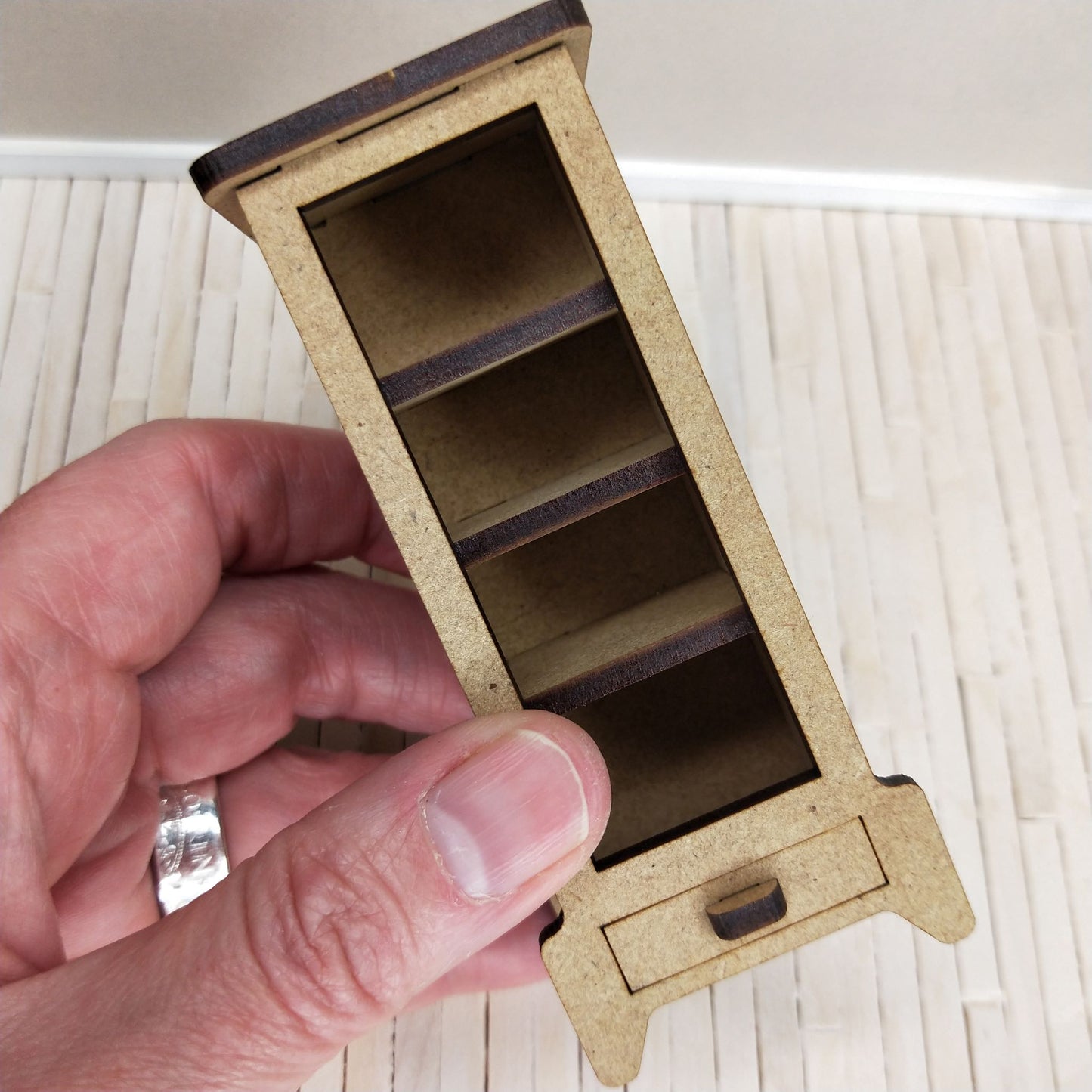 DIY Wooden Dollhouse Furniture Kit - Cabinet with Shelves - Little Princess Series