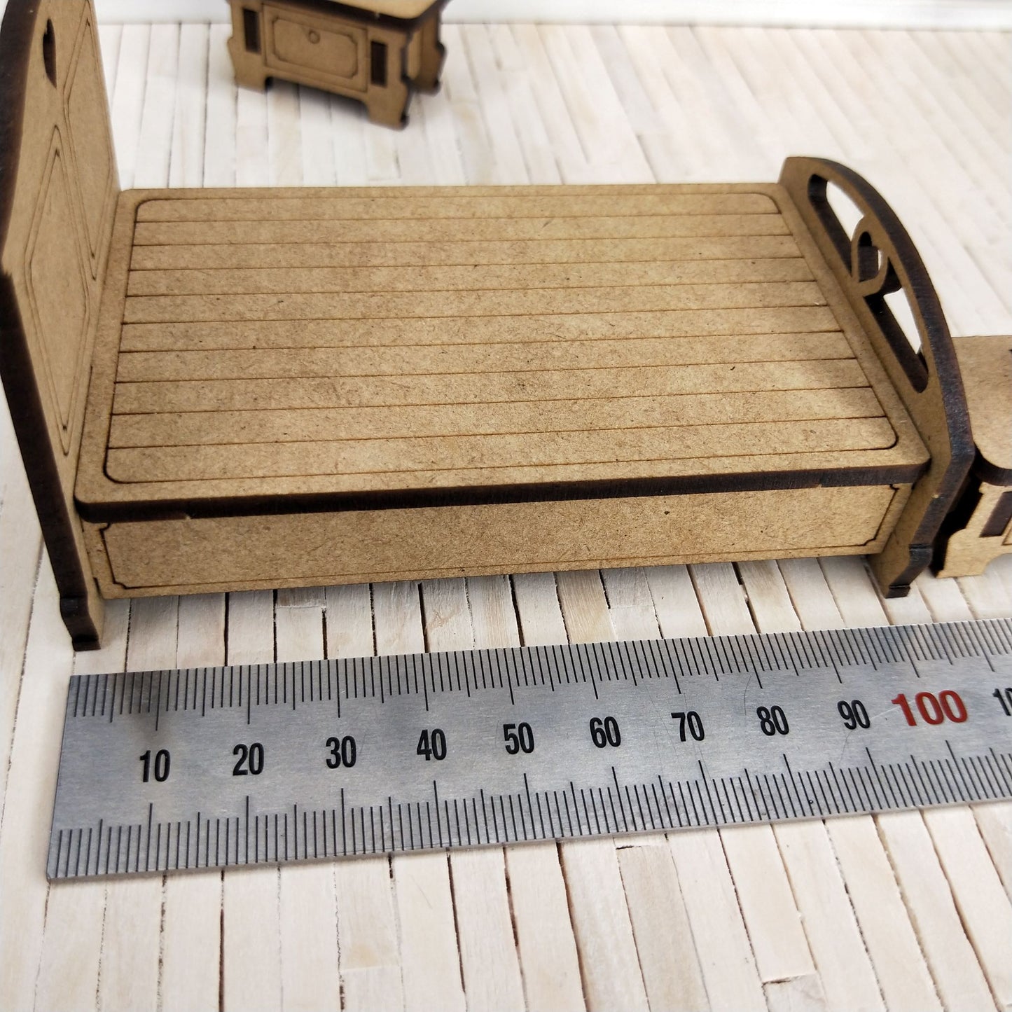 DIY Wooden Dollhouse Furniture Kit - Heart Bed and Side Tables- Little Princess Series