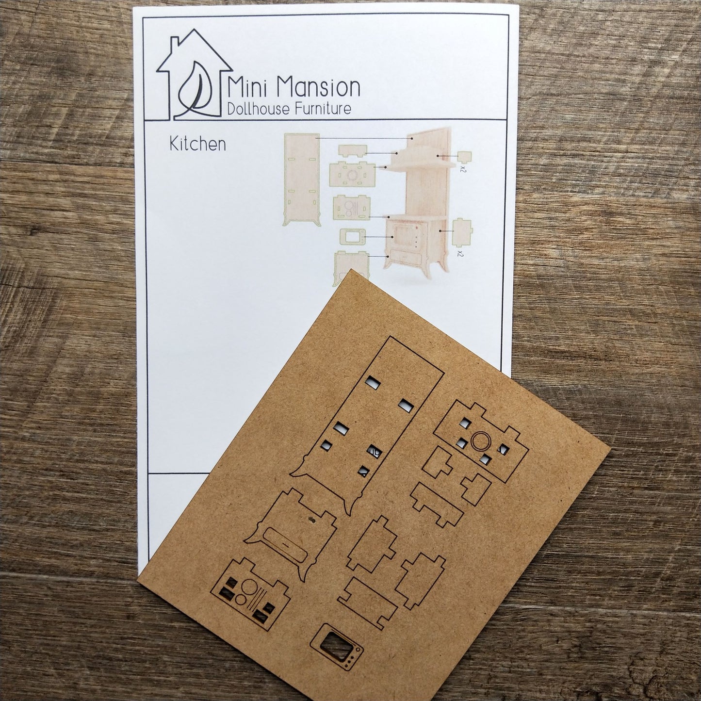 DIY Wooden Dollhouse Furniture Kit - Kitchen Unit - Mini Mansion Series