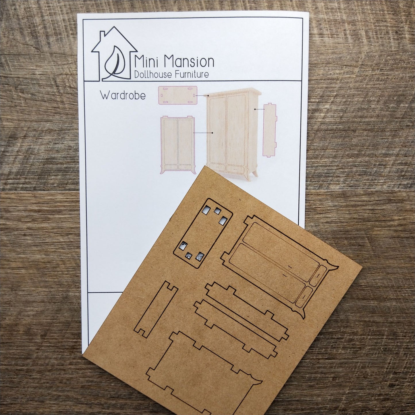 DIY Wooden Dollhouse Furniture Kit - Wardrobe - Mini Mansion Series