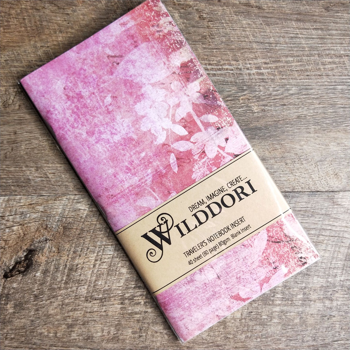 Wilddori 40 sheet Blank Insert - Vintage Pink Leaves