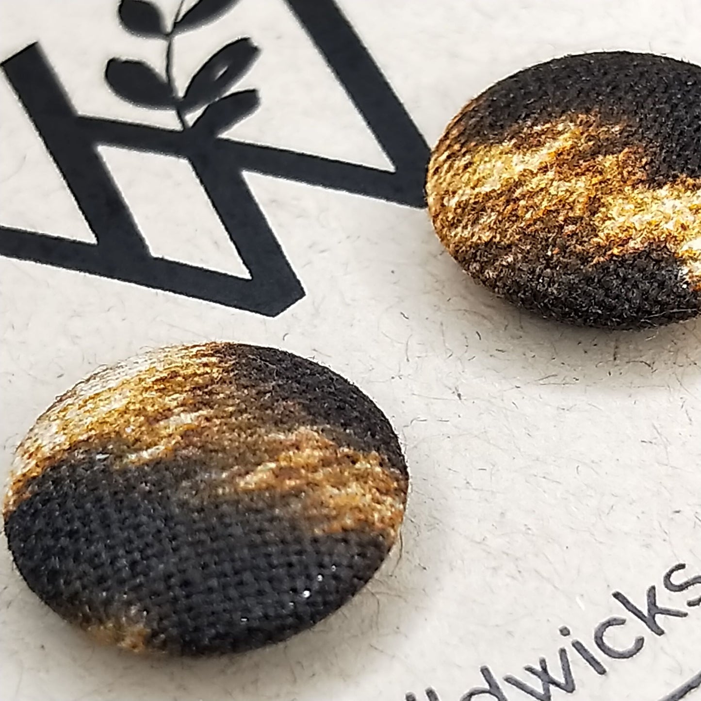 Wildears Fabric Covered Button Earrings Brown Leopard 12mm