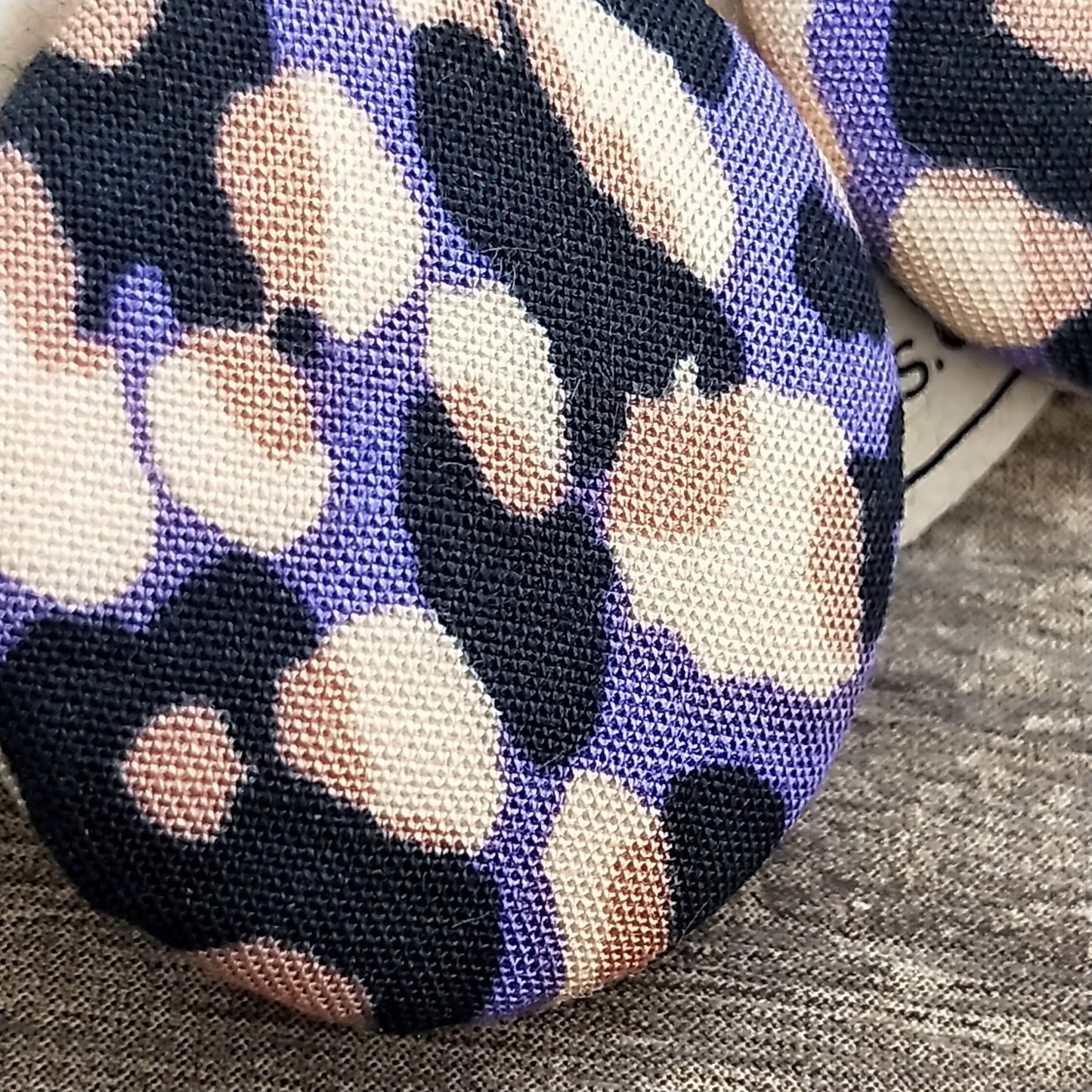Wildears Fabric Covered Button Earrings Purple Tan Leopard 27mm