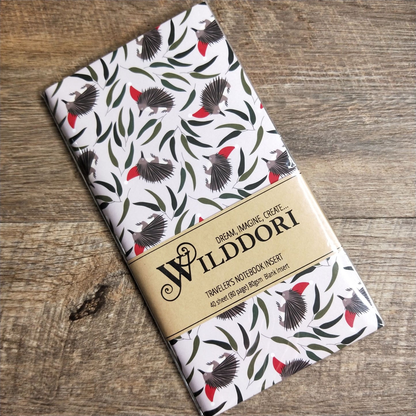 Wilddori 40 sheet Blank Insert - Aussie Christmas Echidna Leaves
