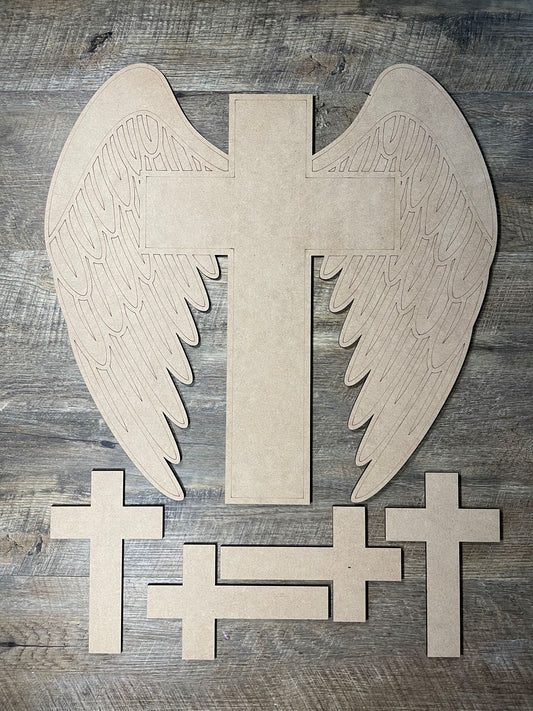 MDF Cutout Cross with Wings Set 1