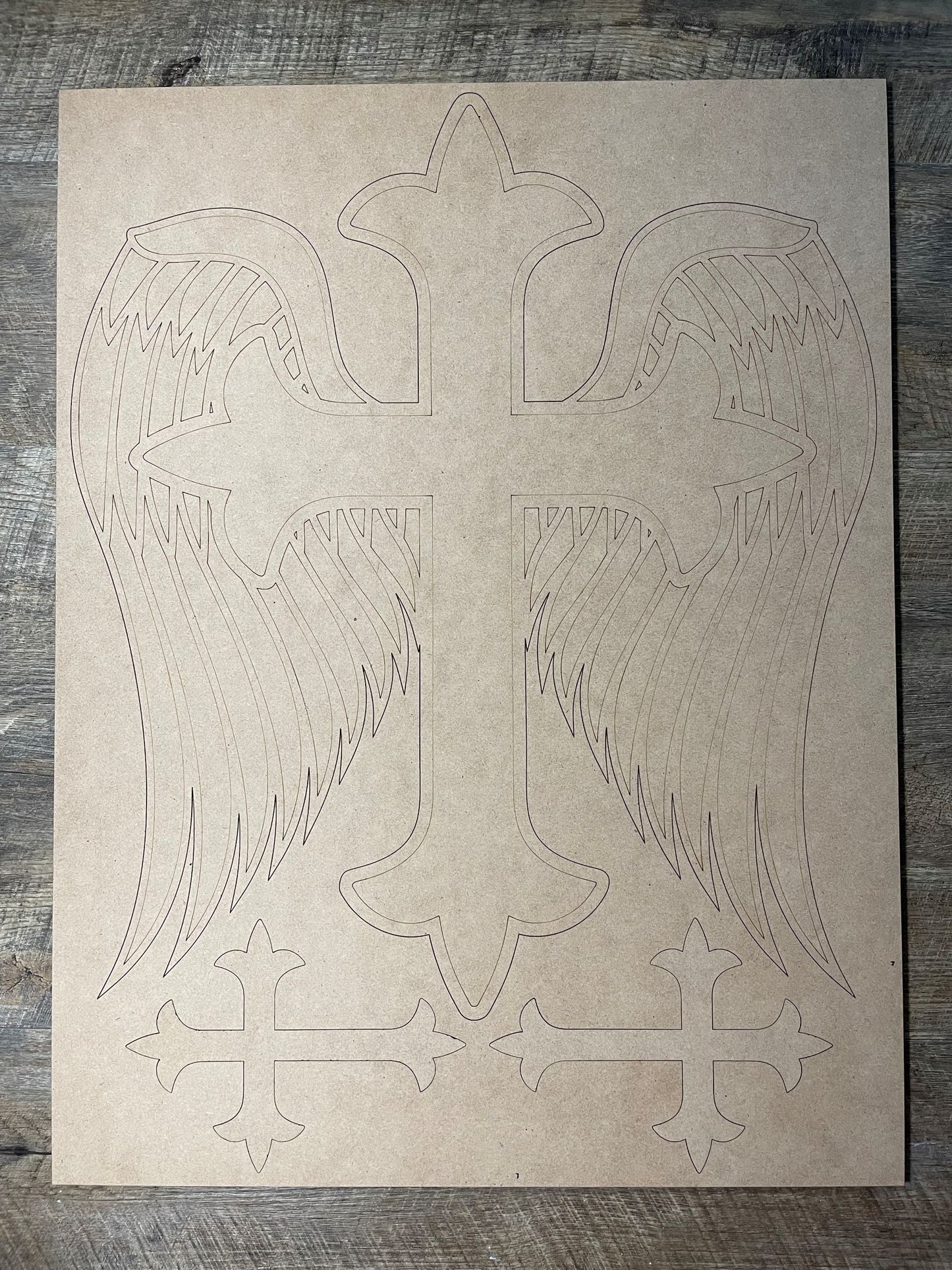 MDF Cutout Cross with Wings Set 3