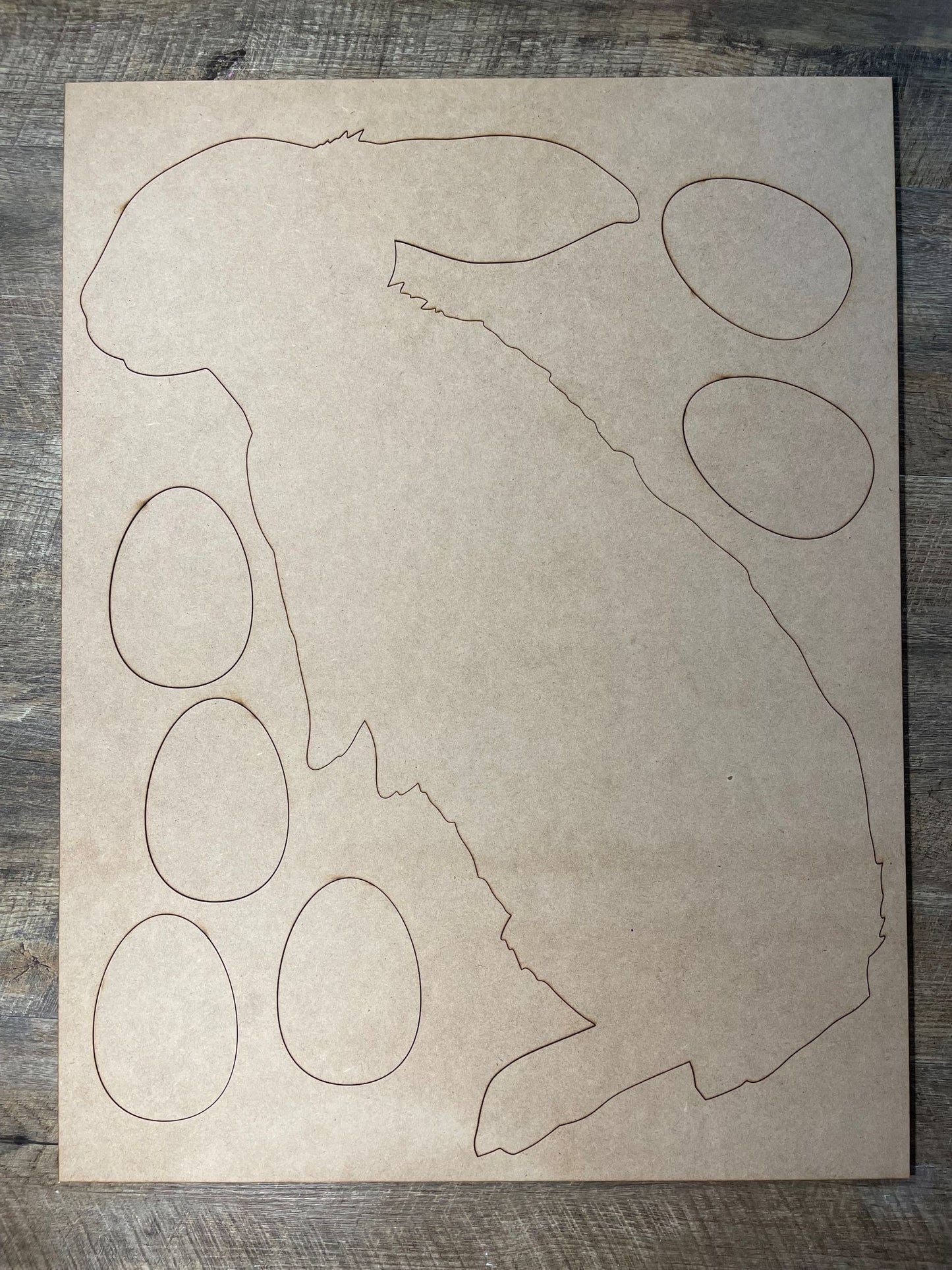MDF Cutout Rabbit and Eggs Set 2
