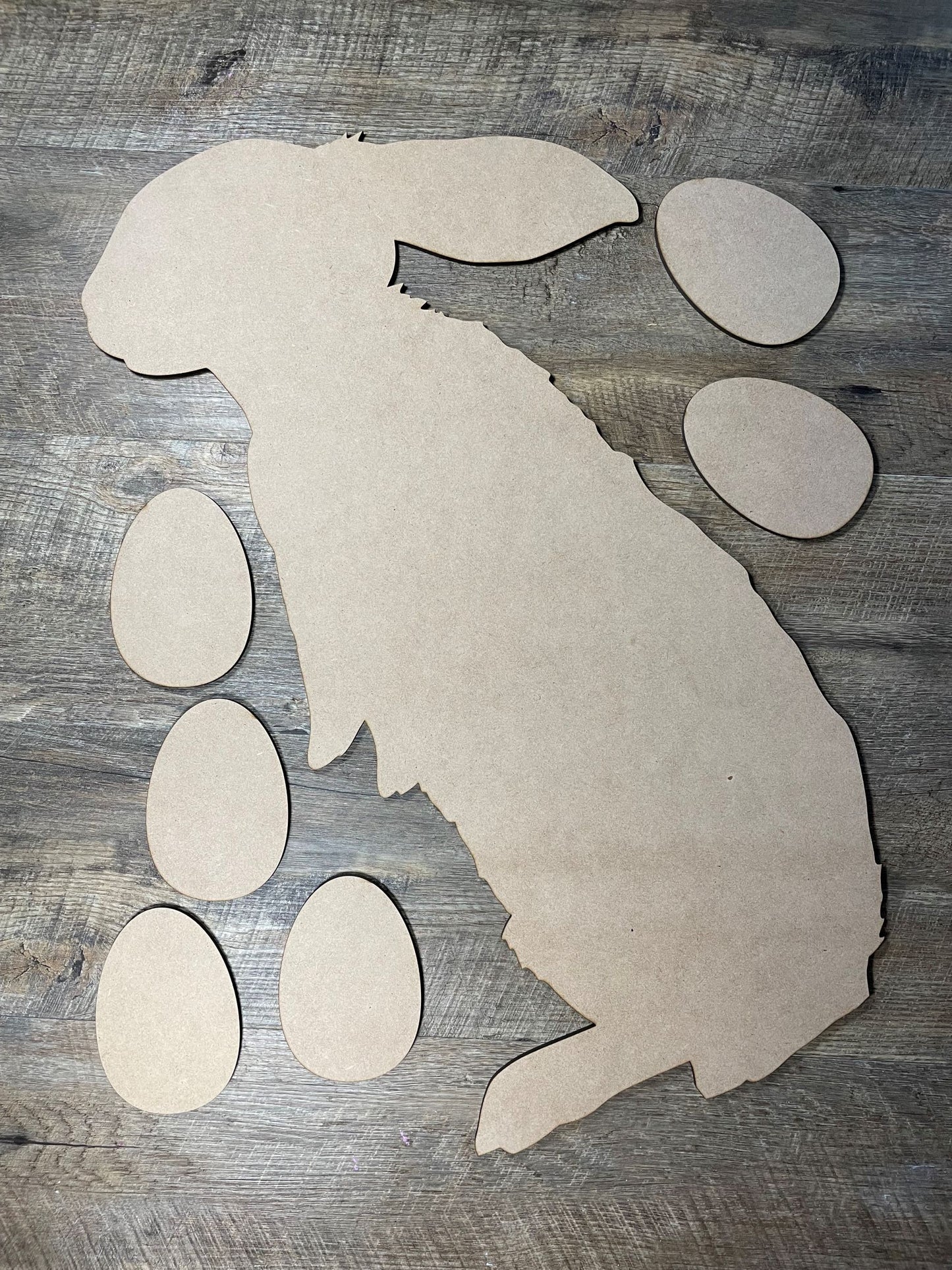 MDF Cutout Rabbit and Eggs Set 2