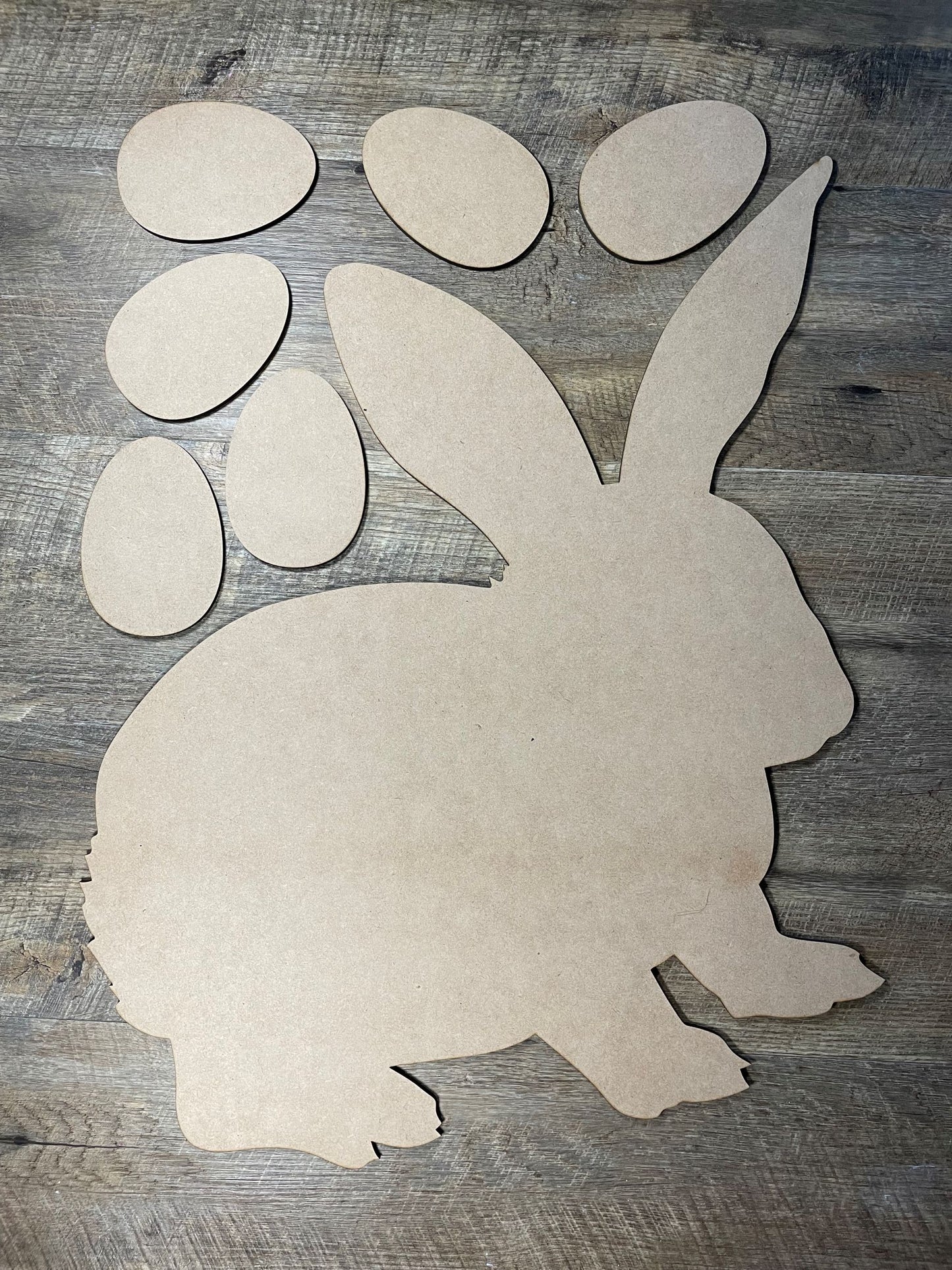 MDF Cutout Rabbit and Eggs Set 4