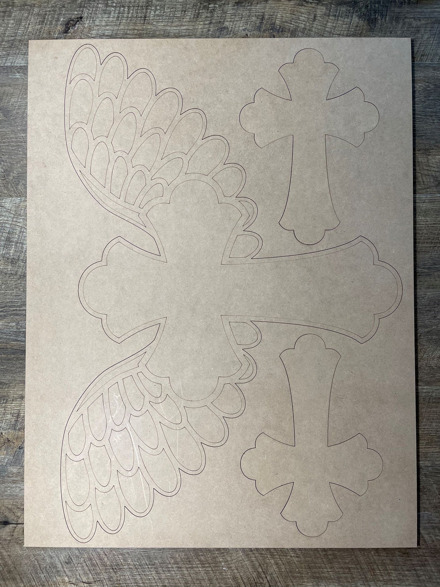 MDF Cutout Cross with Wings set 2