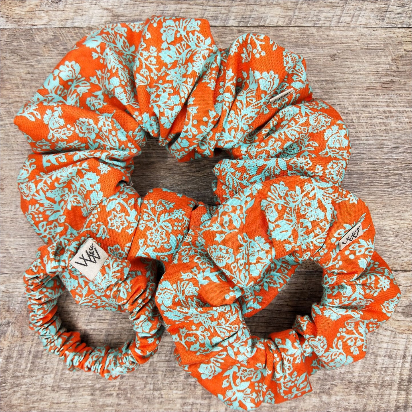 Scrunchies - Orange and Teal Floral
