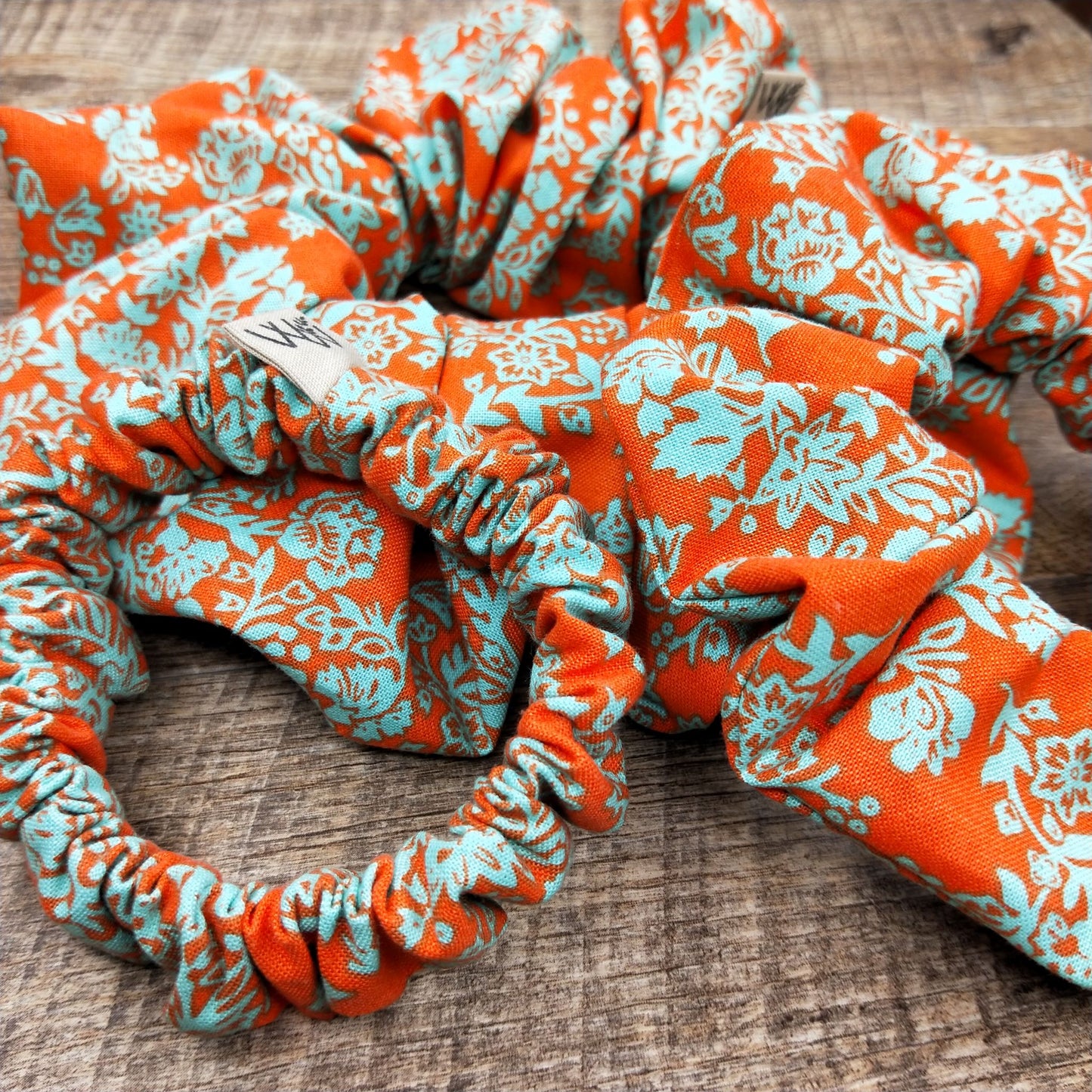 Scrunchies - Orange and Teal Floral