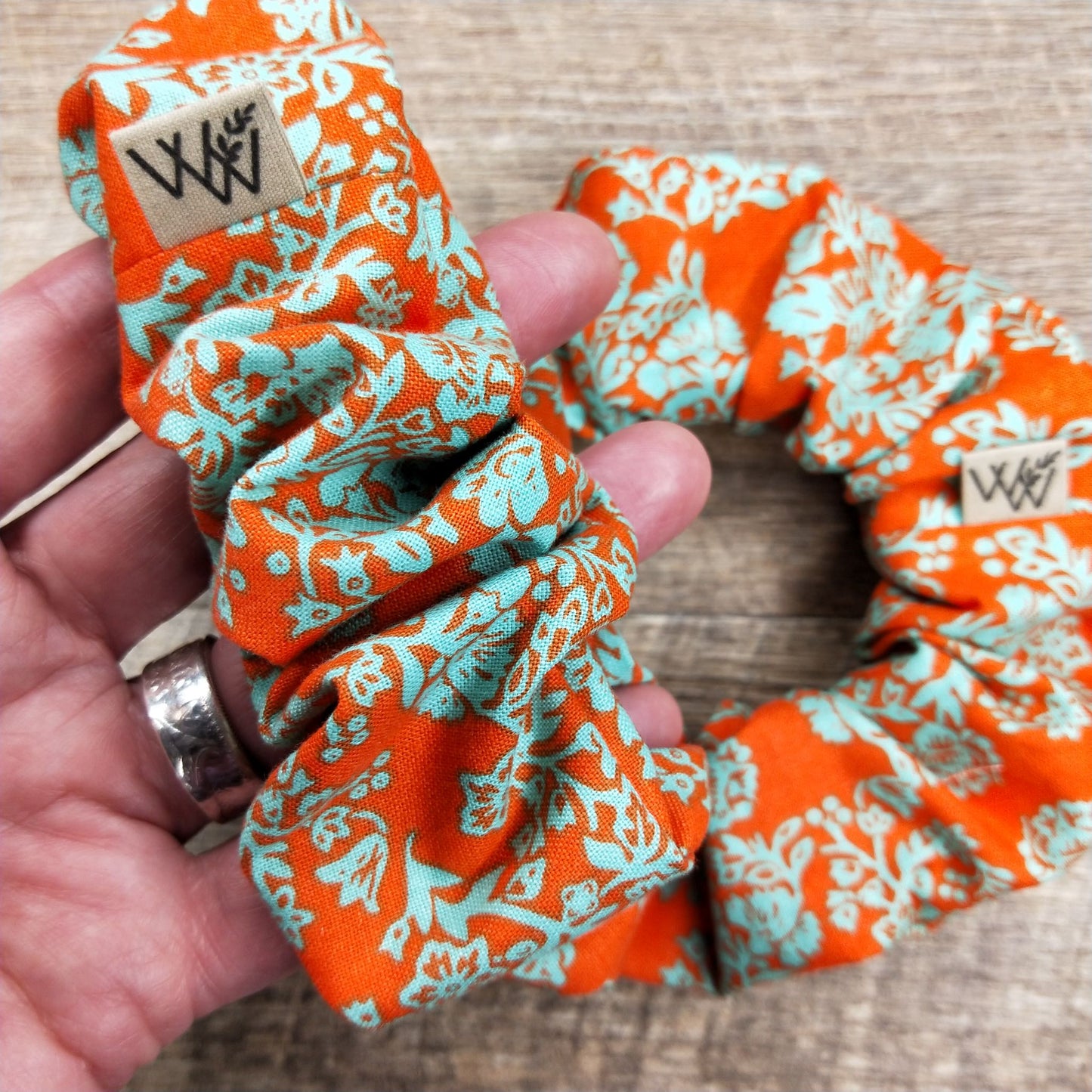 Scrunchies - Orange and Teal Floral