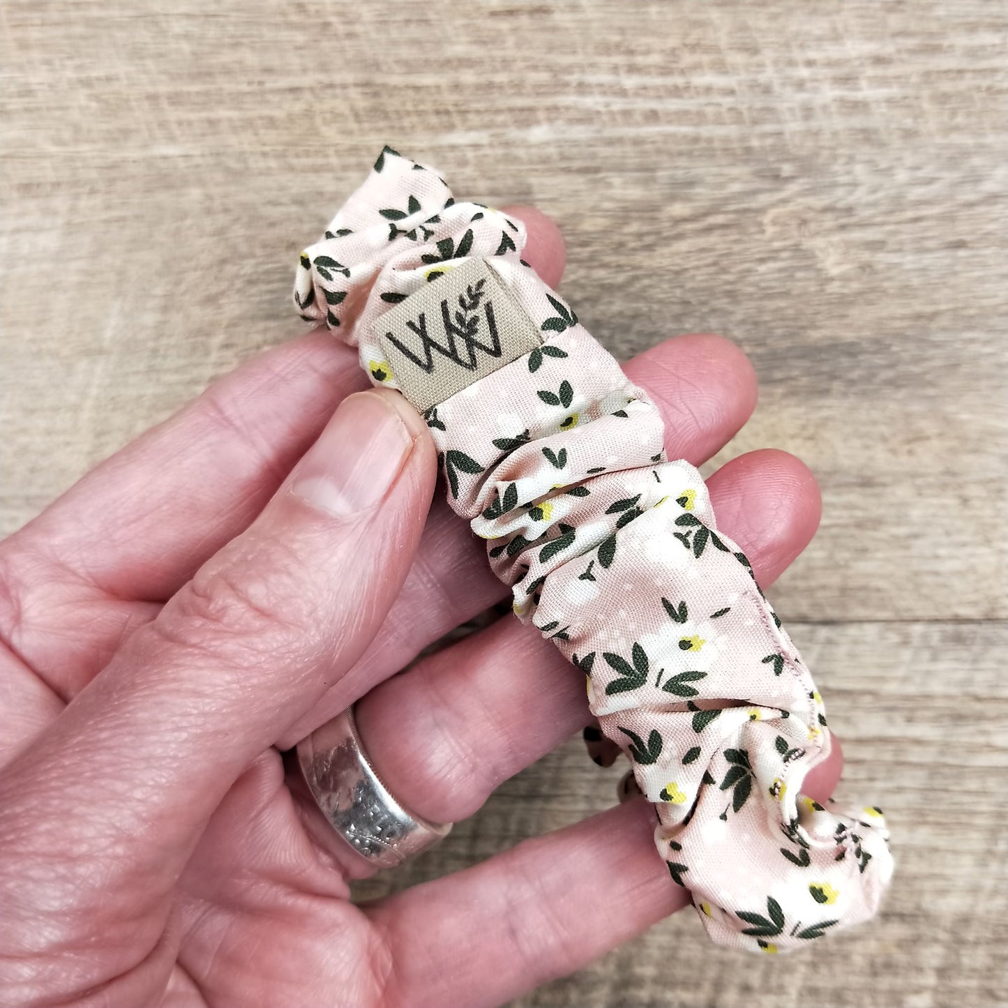 Scrunchies - Tiny Salmon Pink Floral