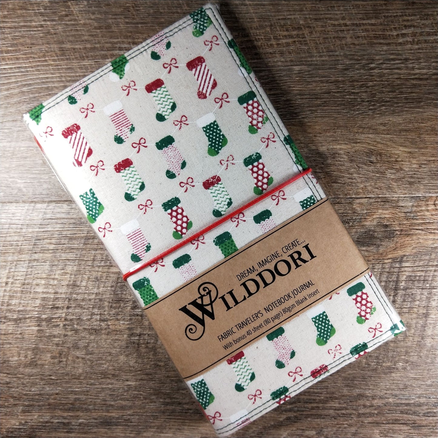 Wilddori Traveler's Notebook Cover Calico Christmas Stocking