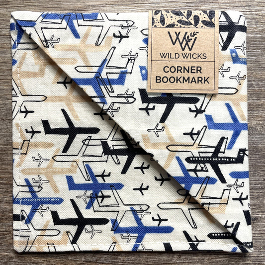 Fabric Corner Bookmark - Aeroplane