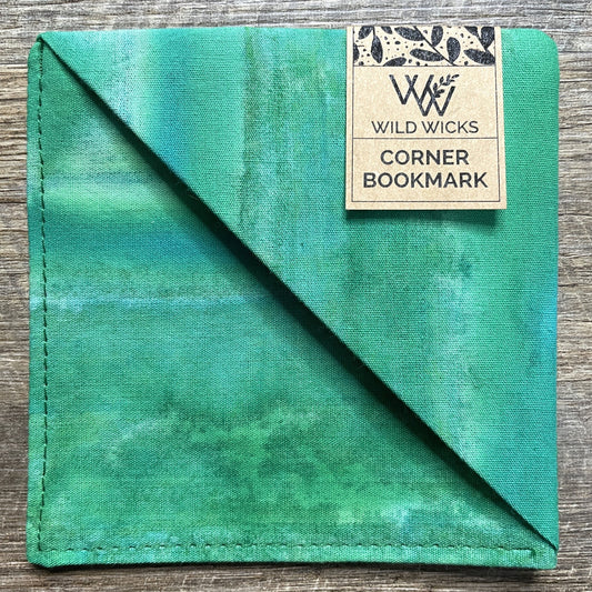 Fabric Corner Bookmark - Aqua Batik Stripes