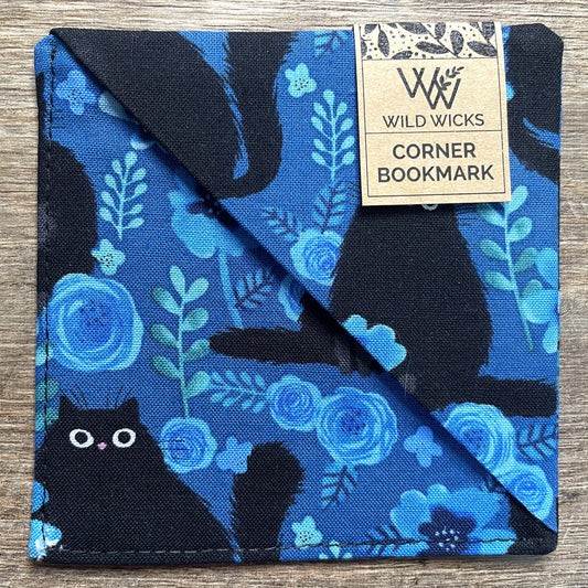 Fabric Corner Bookmark - Black Cat