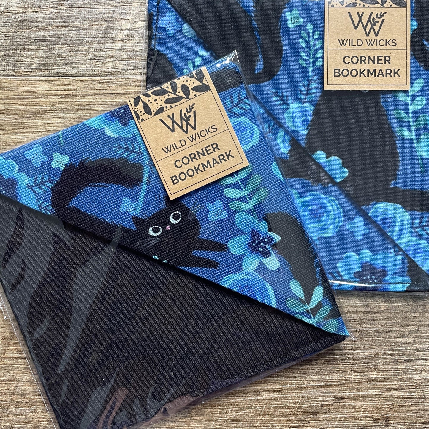 Fabric Corner Bookmark - Black Cat