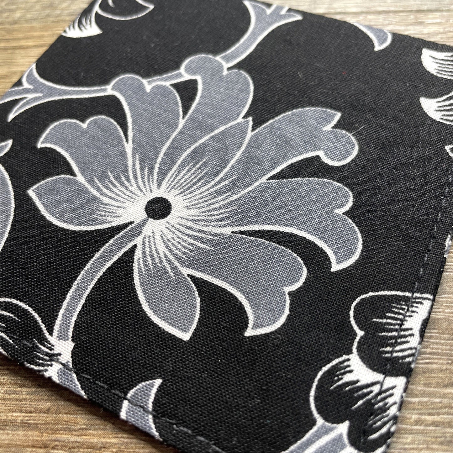Fabric Corner Bookmark - Black Floral