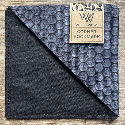 Fabric Corner Bookmark - Black Metal