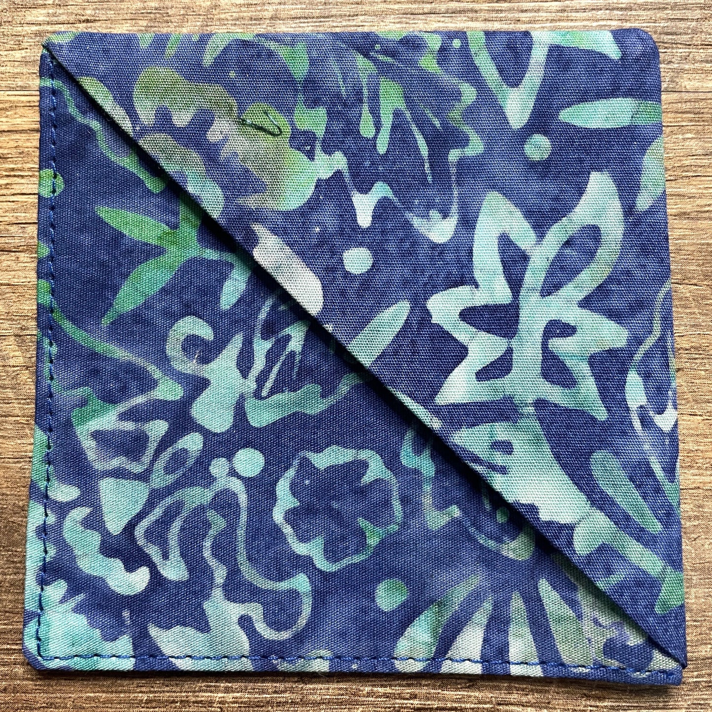 Fabric Corner Bookmark - Blue Green Batik