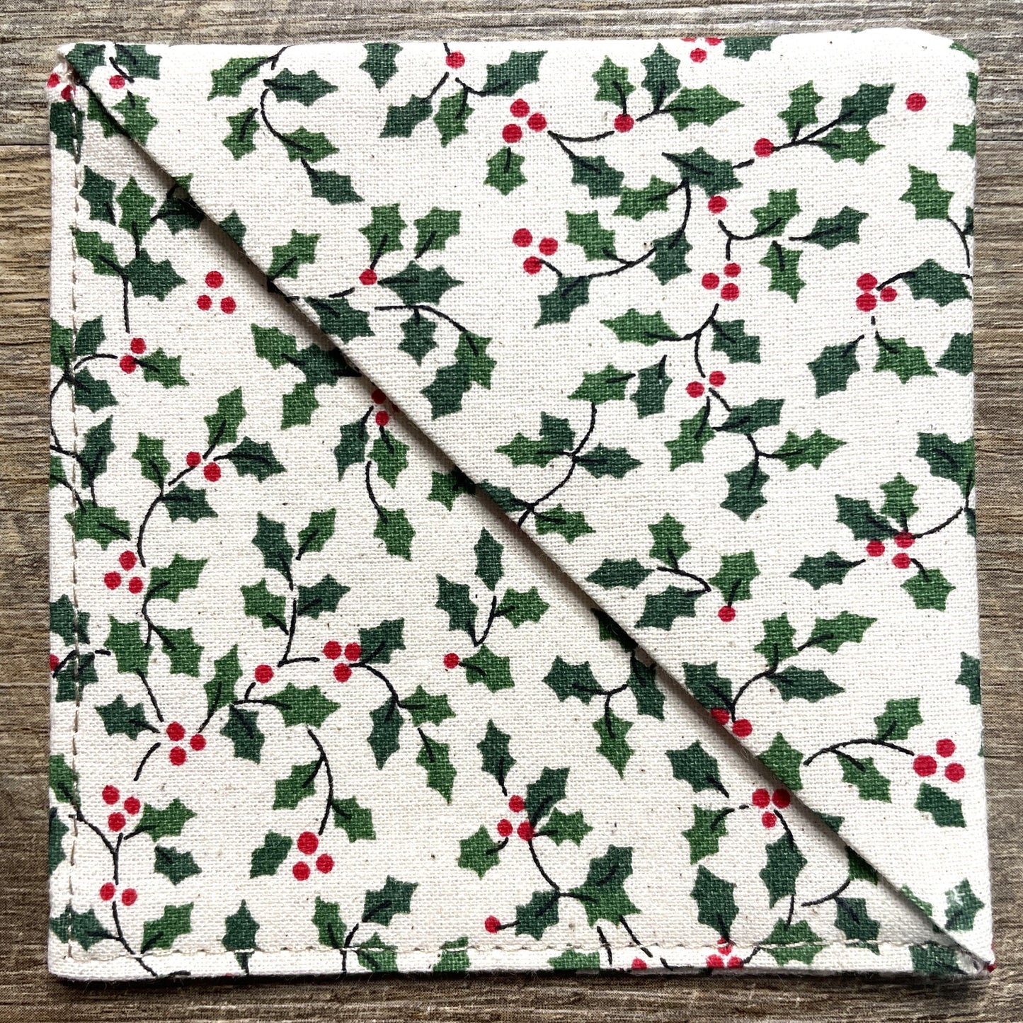 Fabric Corner Bookmark - Calico Holly