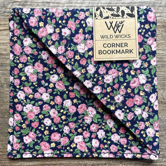 Fabric Corner Bookmark - Ditsy Pink Rose