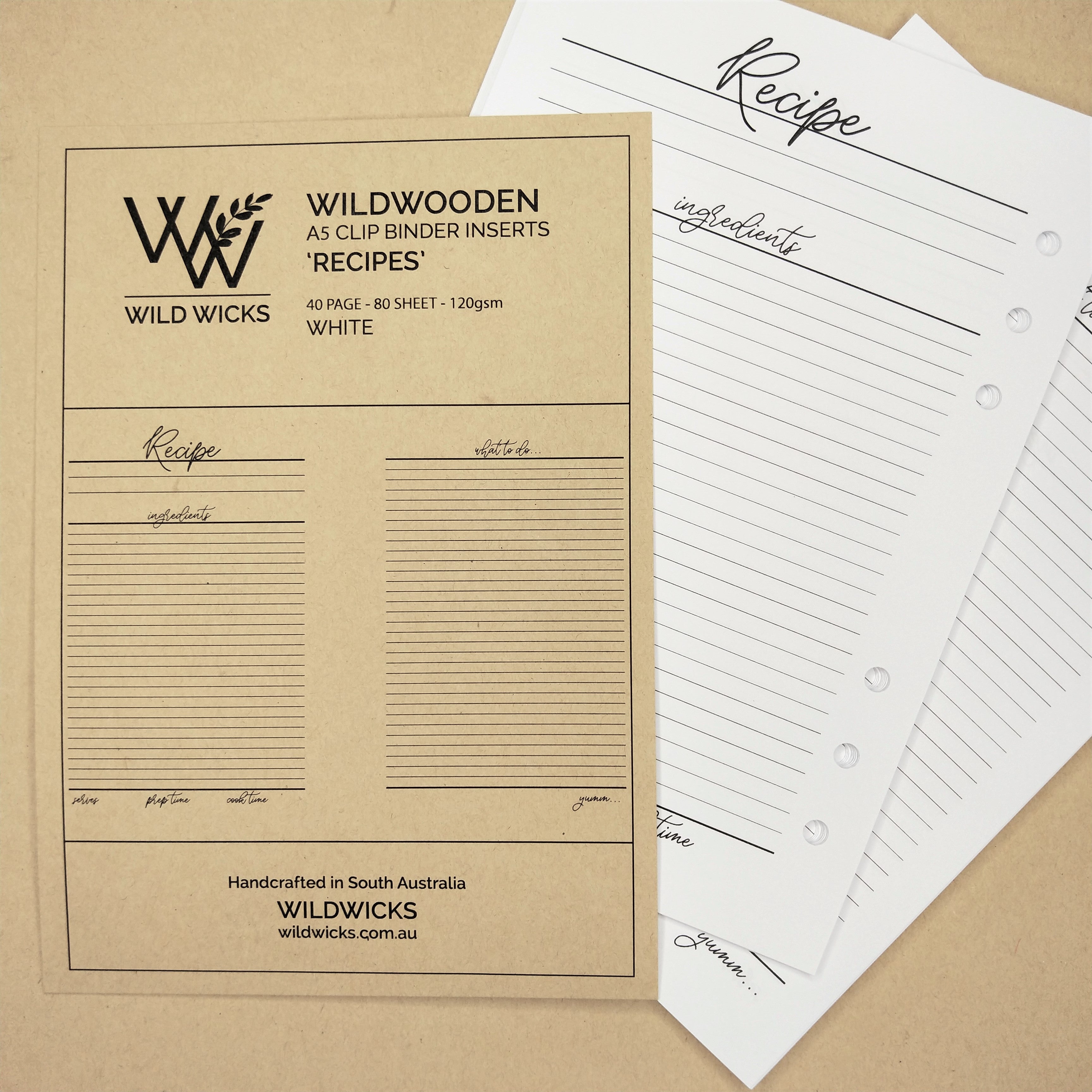 A5 Recipe Book Inserts โ Wild Wicks