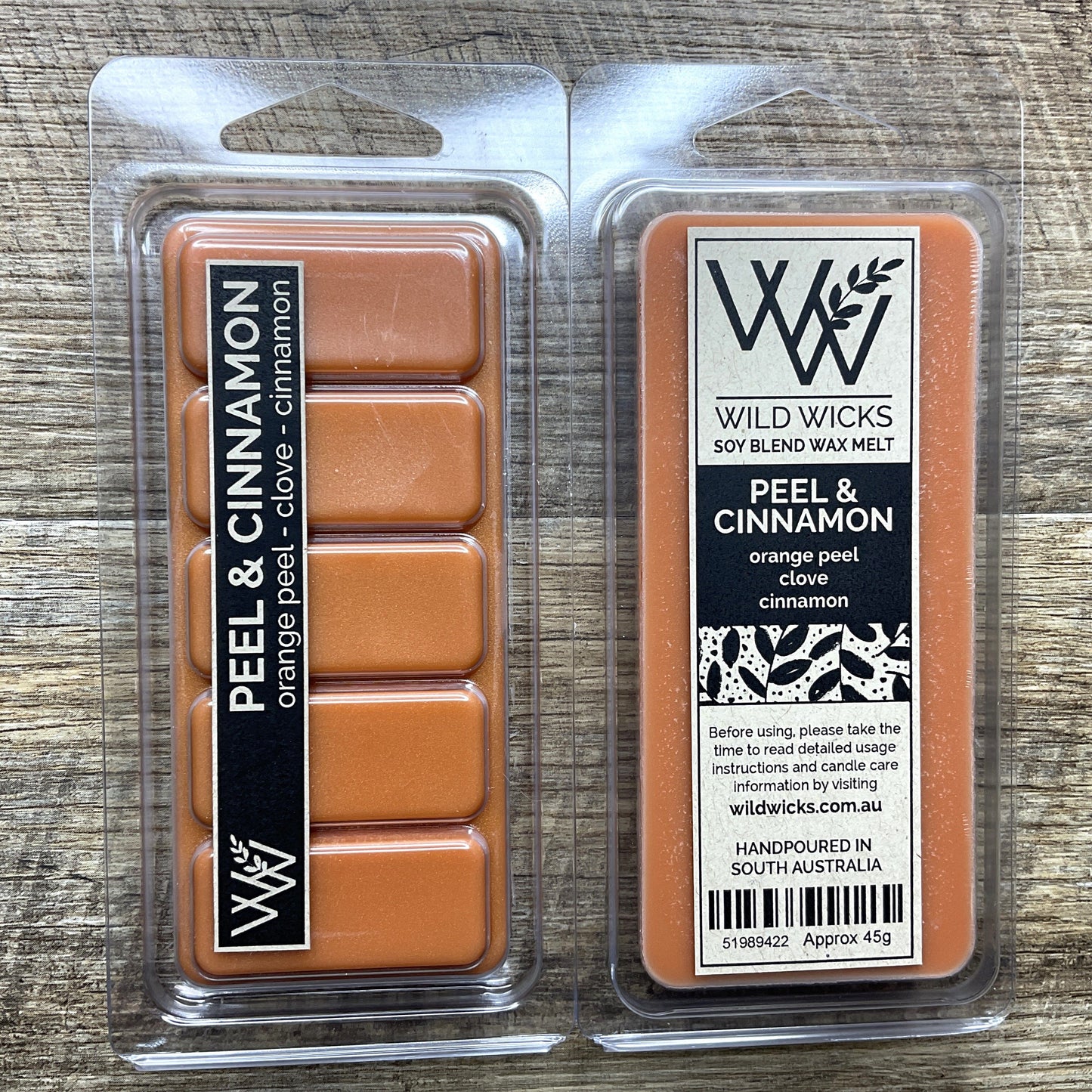 Wild Wicks Soy Wax Snap Bar Melts - Peel & Cinnamon
