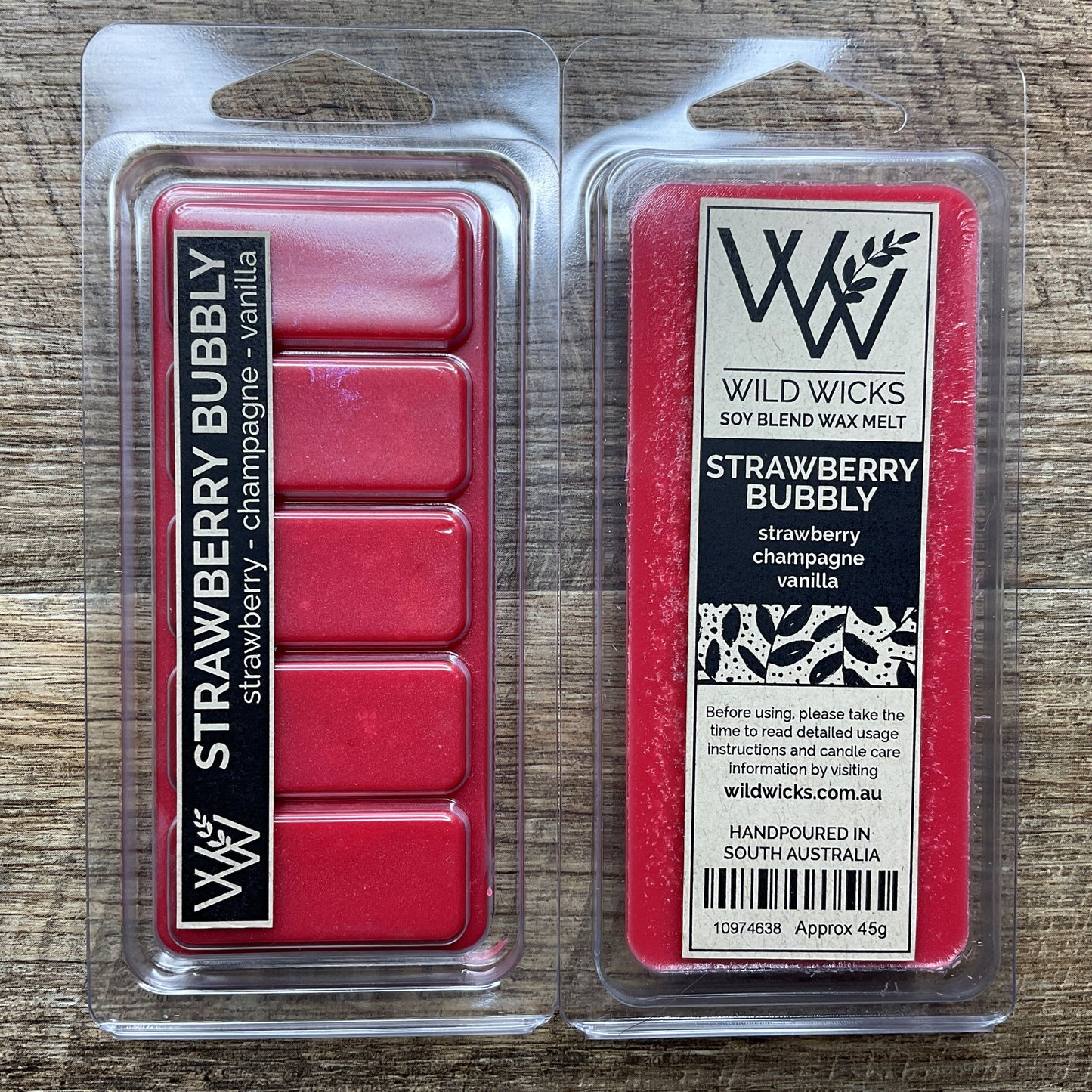 Wild Wicks Soy Wax Snap Bar Melts - Strawberry Bubbly