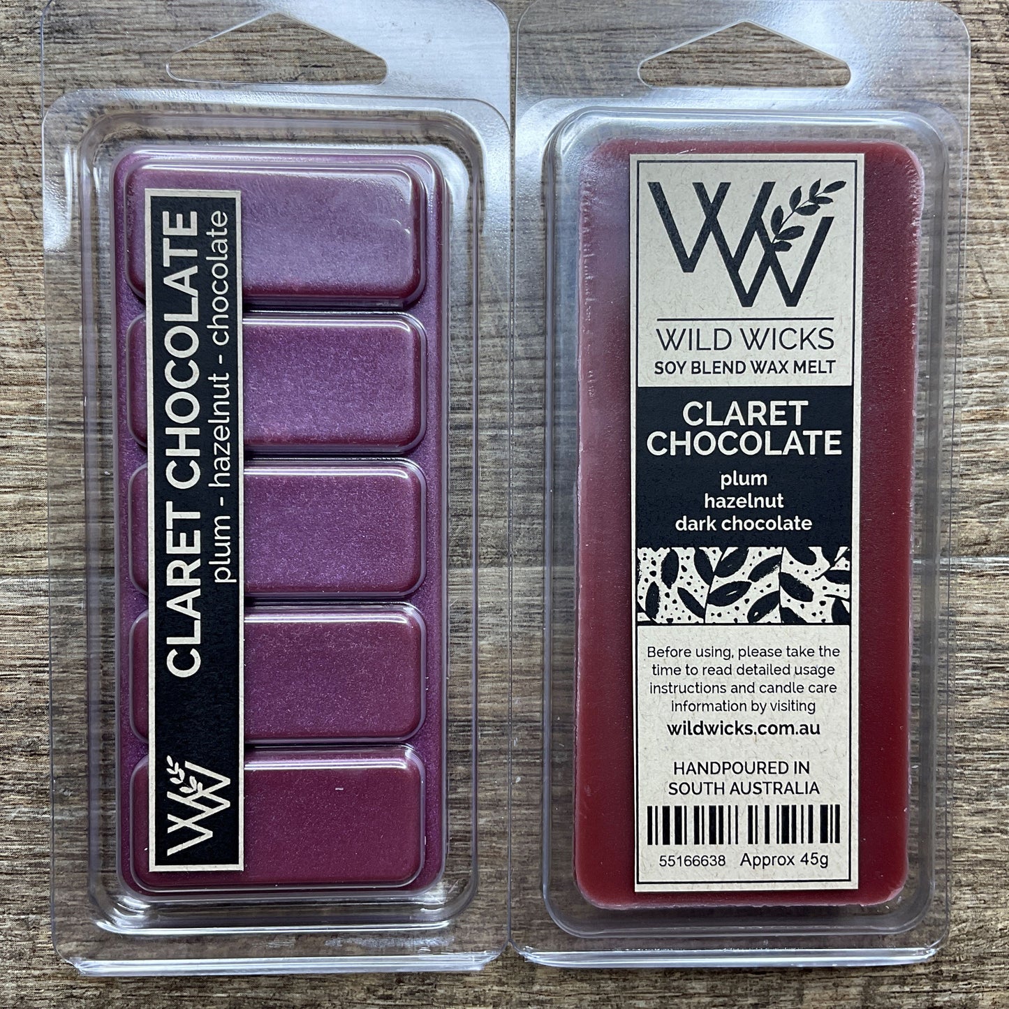 Wild Wicks Soy Wax Snap Bar Melts - Claret Chocolate