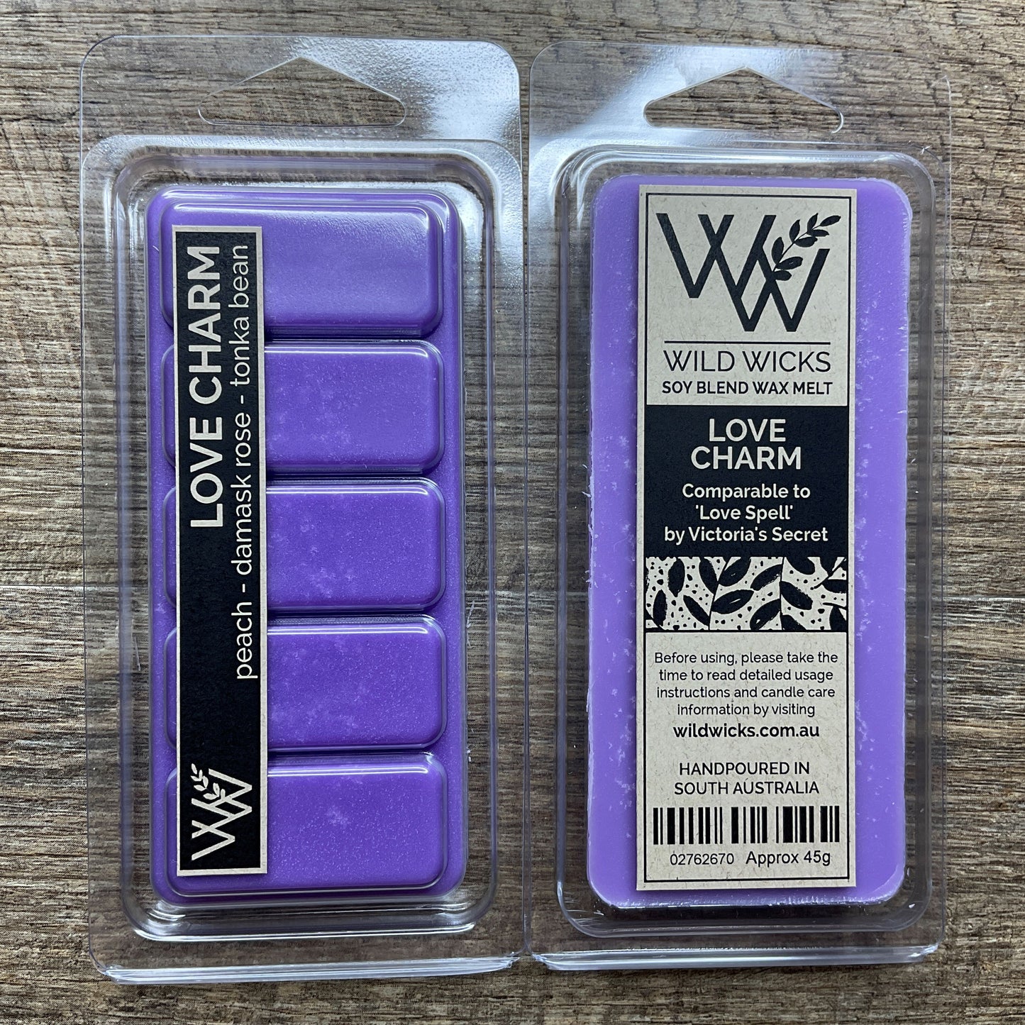 Wild Wicks Soy Wax Snap Bar Melts - Love Charm