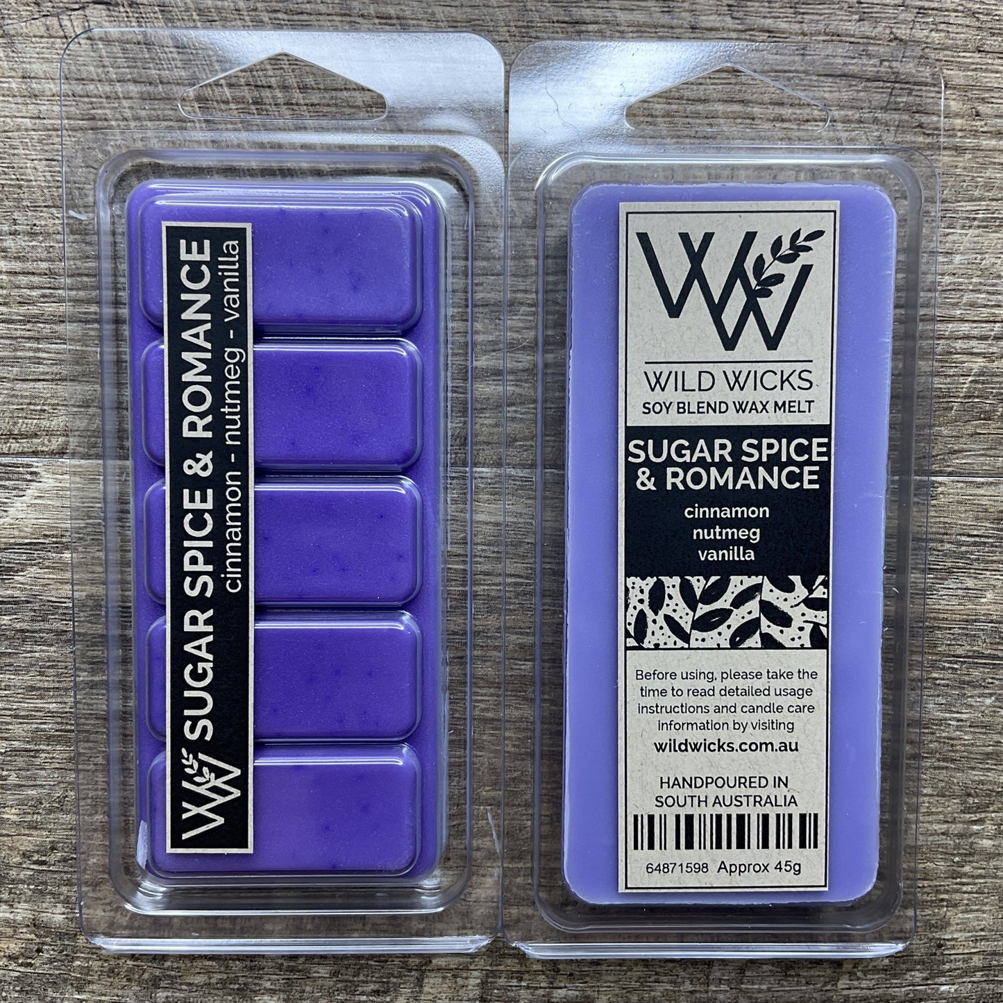 Wild Wicks Soy Wax Snap Bar Melts - Sugar Spice & Romance