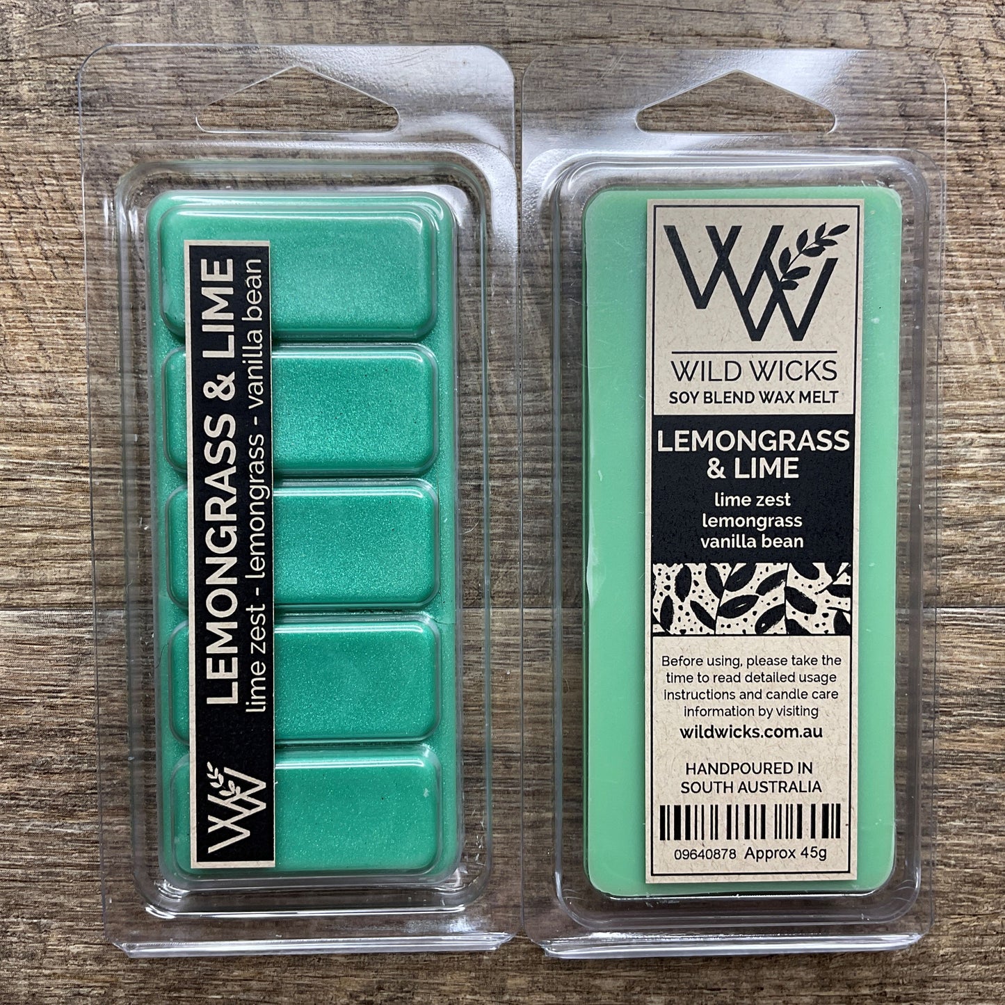 Wild Wicks Soy Wax Snap Bar Melts - Lemongrass & Lime