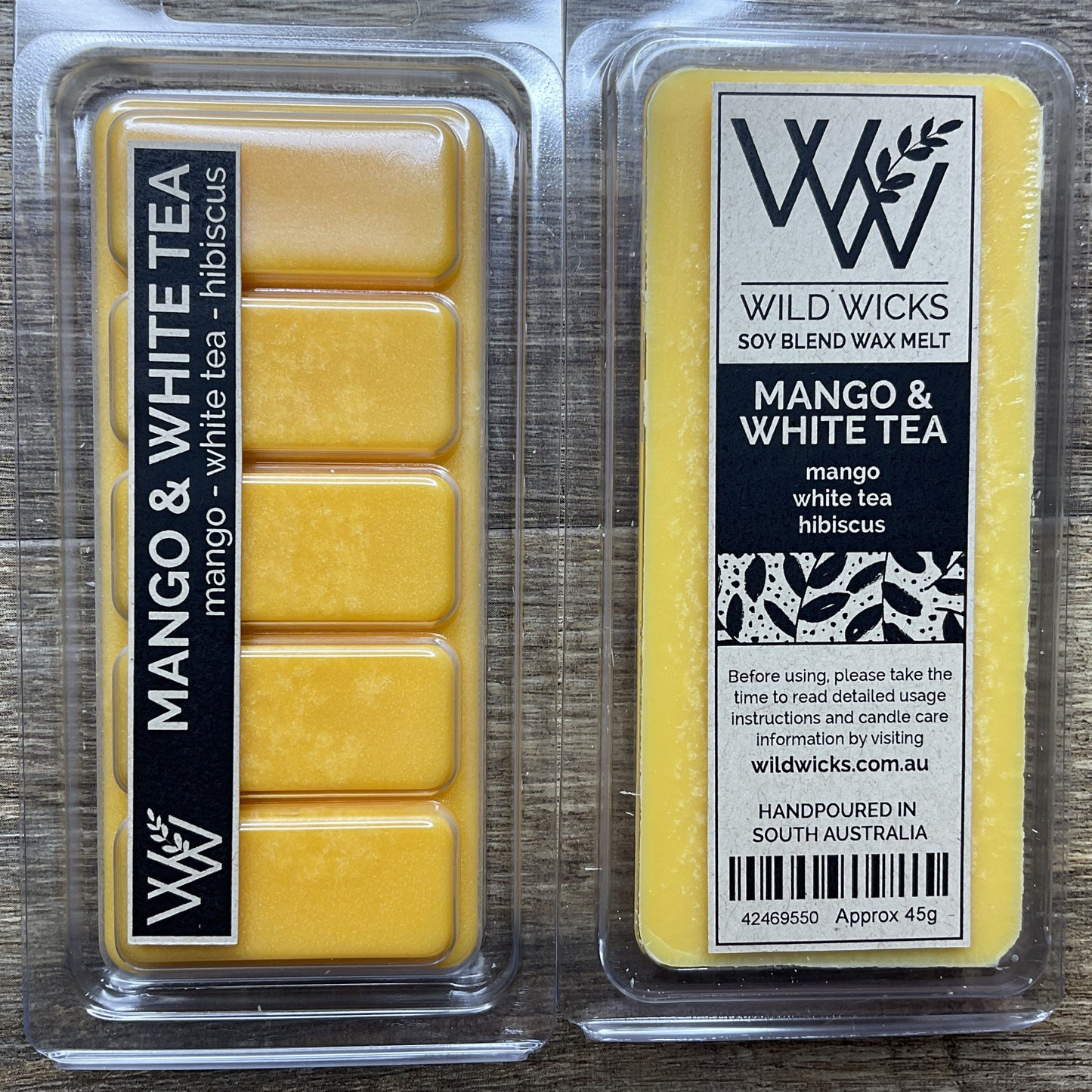 Wild Wicks Soy Wax Snap Bar Melts - Mango & White Tea