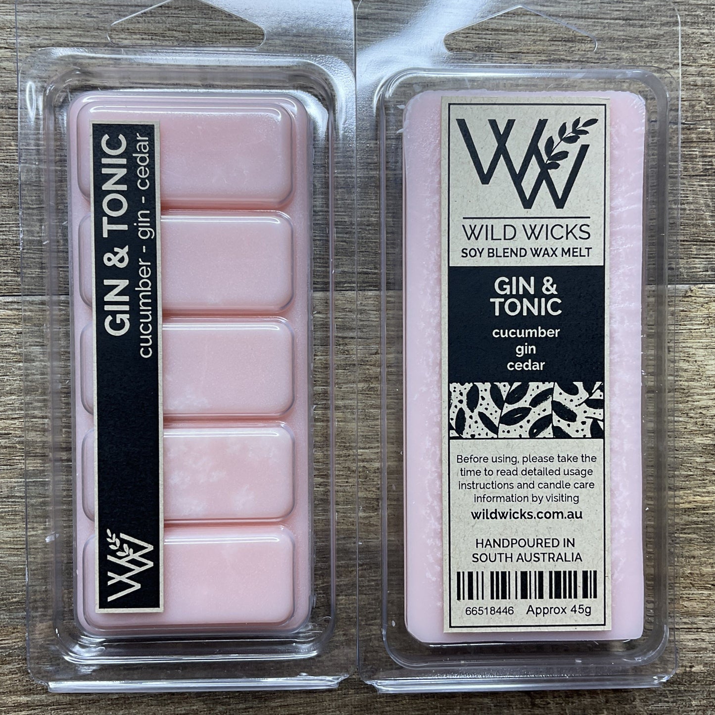 Wild Wicks Soy Wax Snap Bar Melts - Gin & Tonic