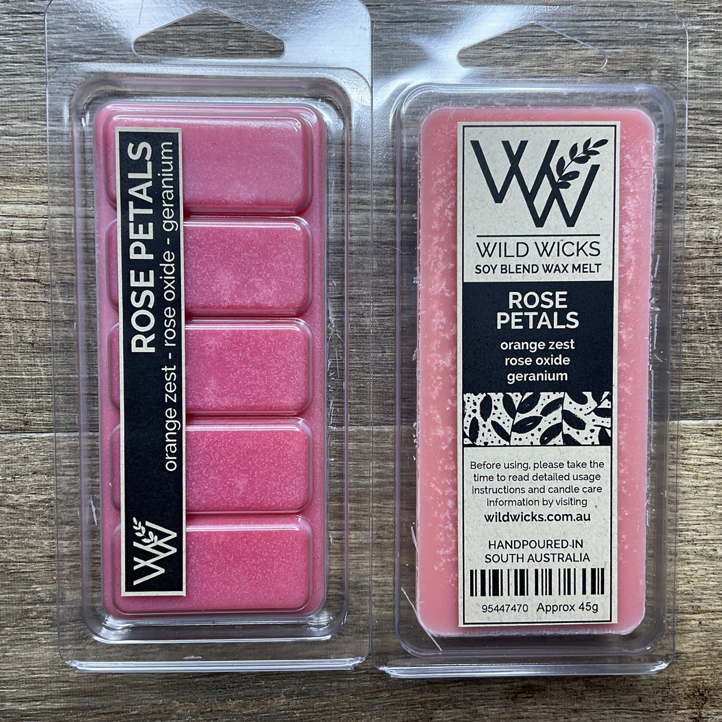 Wild Wicks Soy Wax Snap Bar Melts - Rose Petals