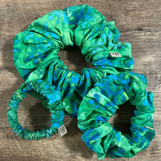 Scrunchies - Green & Blue Watercolour